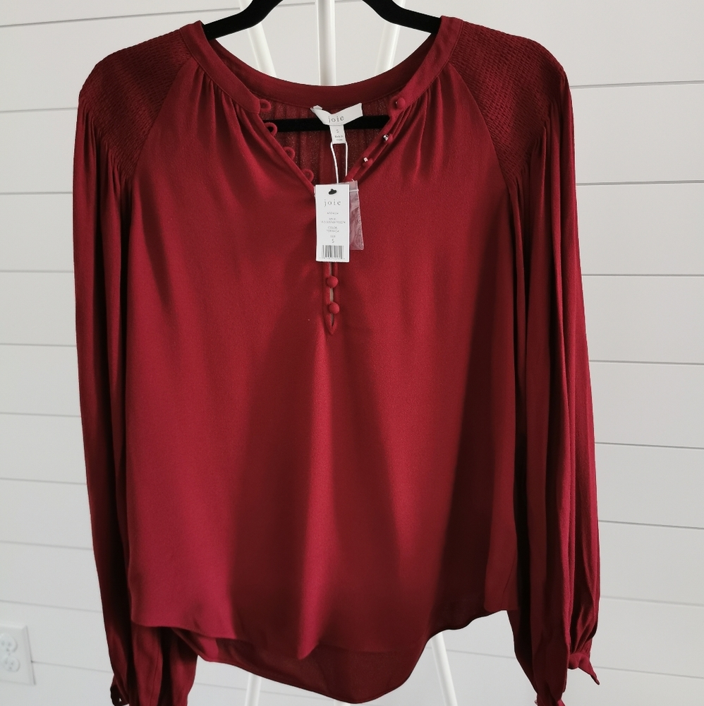 Joie Adalla Pleated Peasant Blouse In Topanga